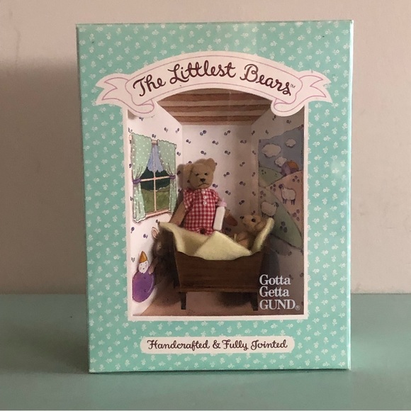 Gund Other - Vintage GUND THE LITTLEST BEARS Model 7015 Mother & Baby In Cradle